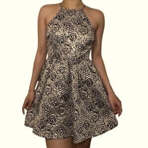 Altar'd State Metallic Rose Floral Party Dress, Cocktails, Whimsy Goth, M